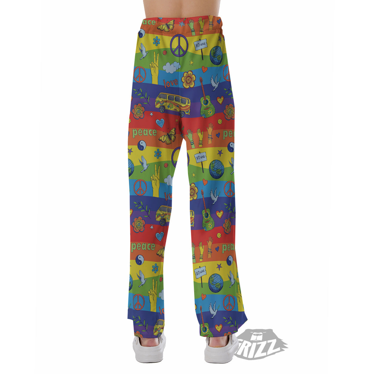 Hippie Drawing Psychedelic Wave Print Pattern Pajama Pants-grizzshop