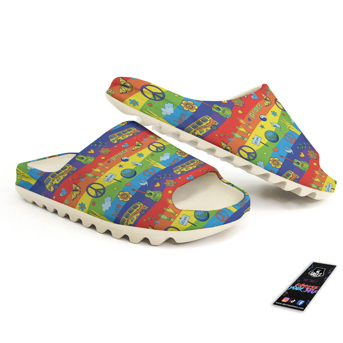Hippie Drawing Psychedelic Wave Print Pattern Sandals-grizzshop