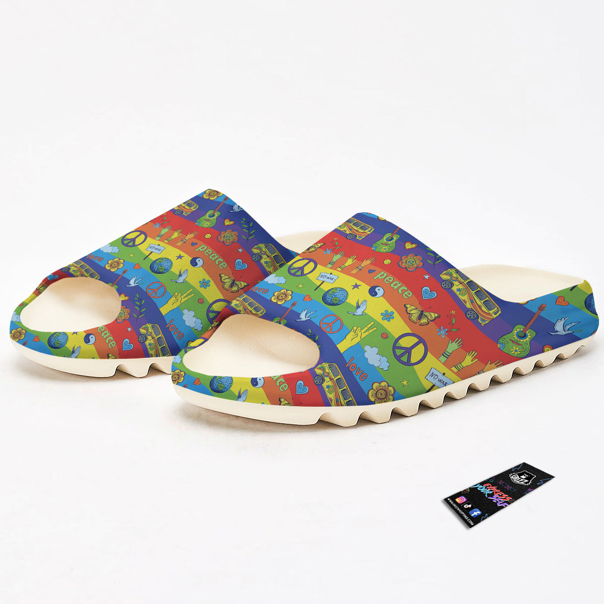 Hippie Drawing Psychedelic Wave Print Pattern Sandals-grizzshop