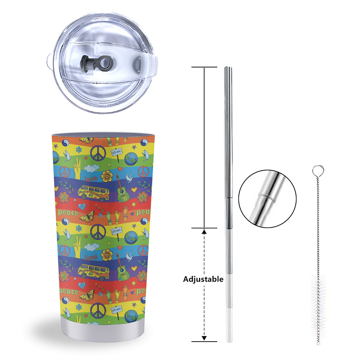 Hippie Drawing Psychedelic Wave Print Pattern Tumbler-grizzshop