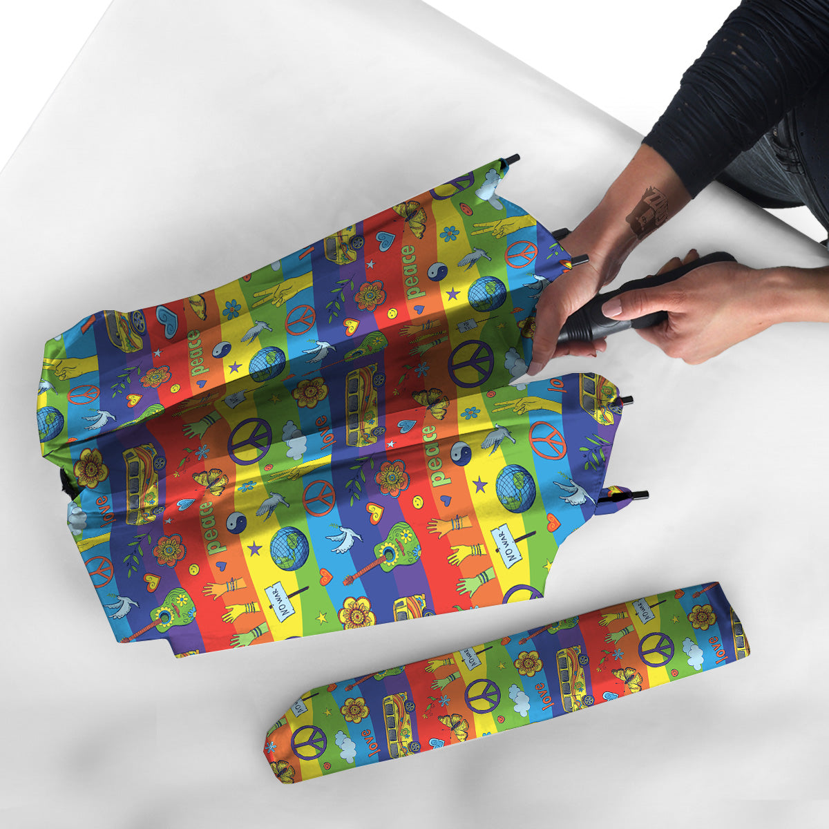 Hippie Drawing Psychedelic Wave Print Pattern Umbrella-grizzshop