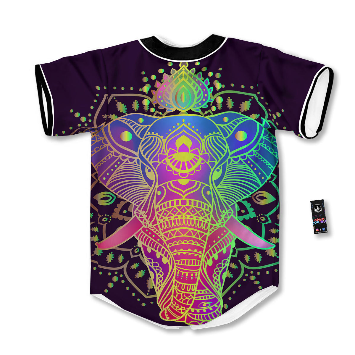 Hippie Elephant Indian Boho Print Baseball Jersey-grizzshop