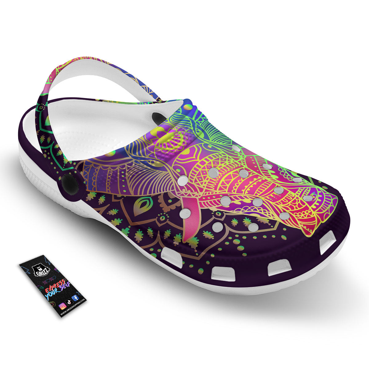 Hippie Elephant Indian Boho Print Clog-grizzshop