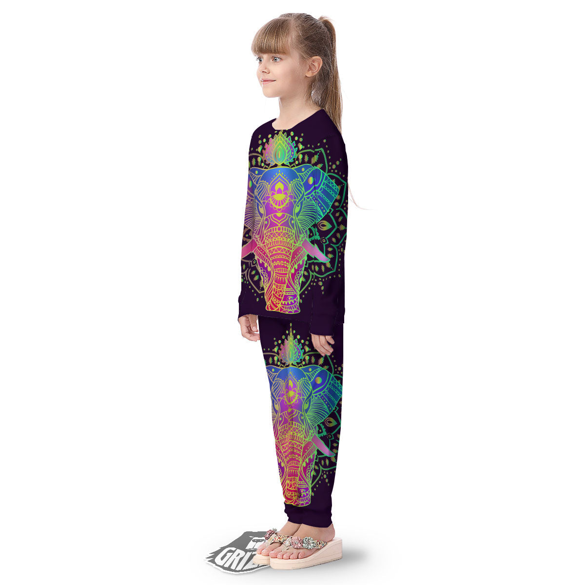 Hippie Elephant Indian Boho Print Kid's Pajamas-grizzshop