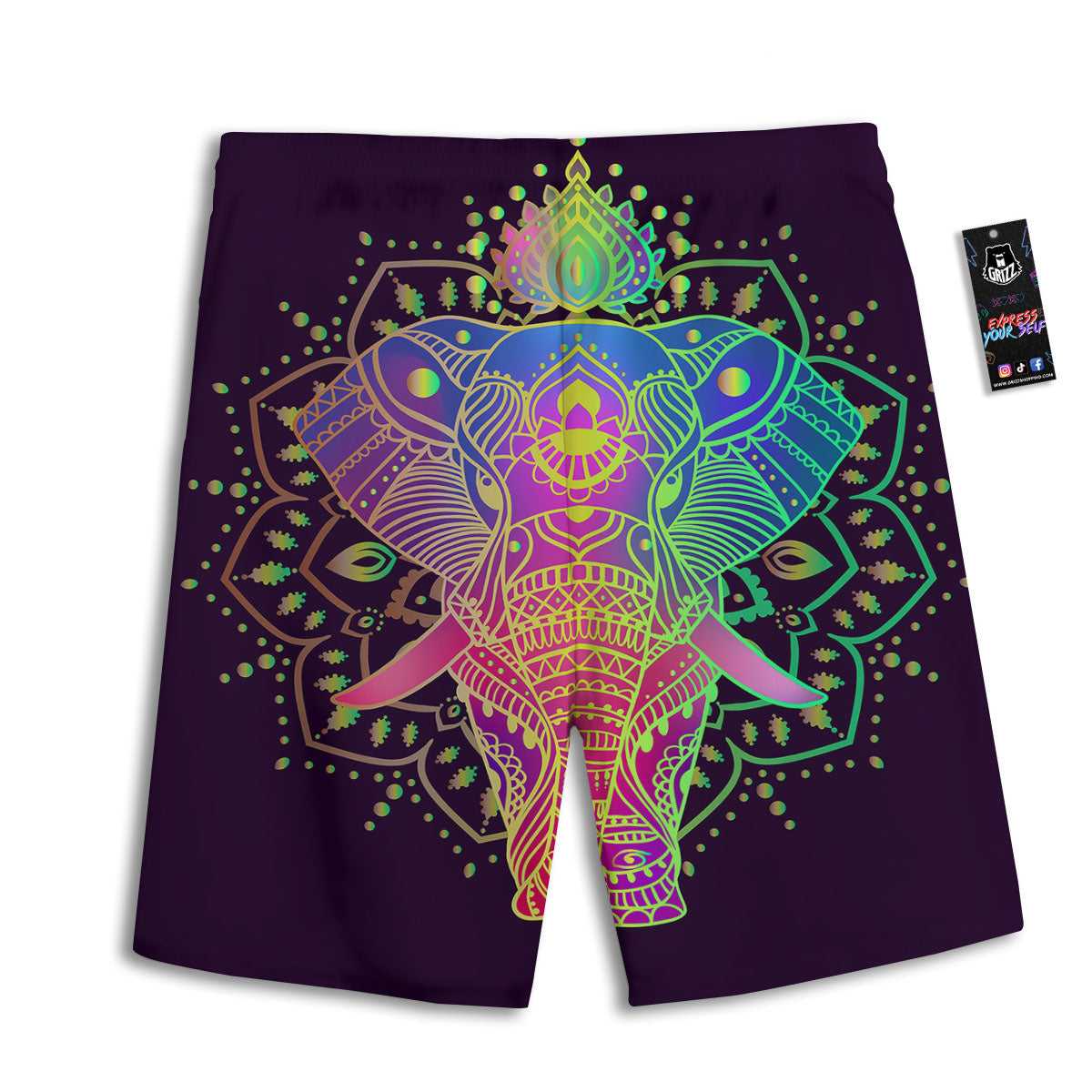 Hippie Elephant Indian Boho Print Men's Athletic Shorts