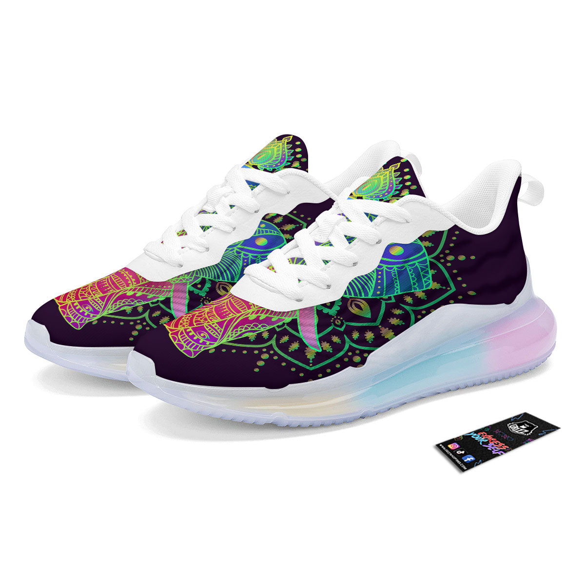 Hippie Elephant Indian Boho Print Running Sneakers-grizzshop