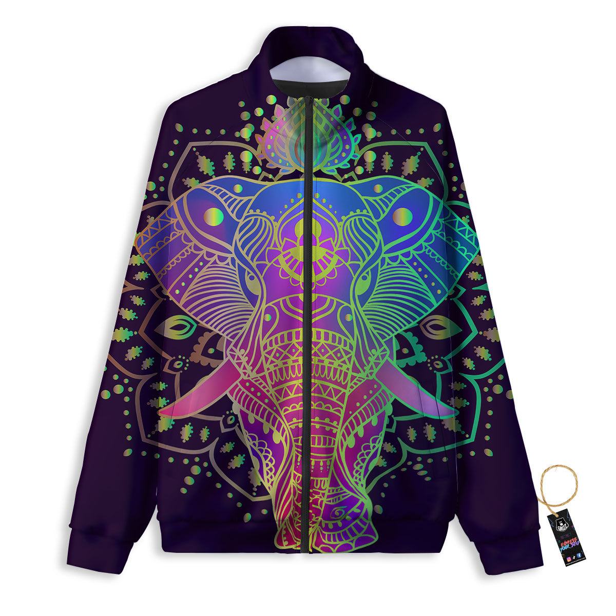 Hippie Elephant Indian Boho Print Track Jacket-grizzshop