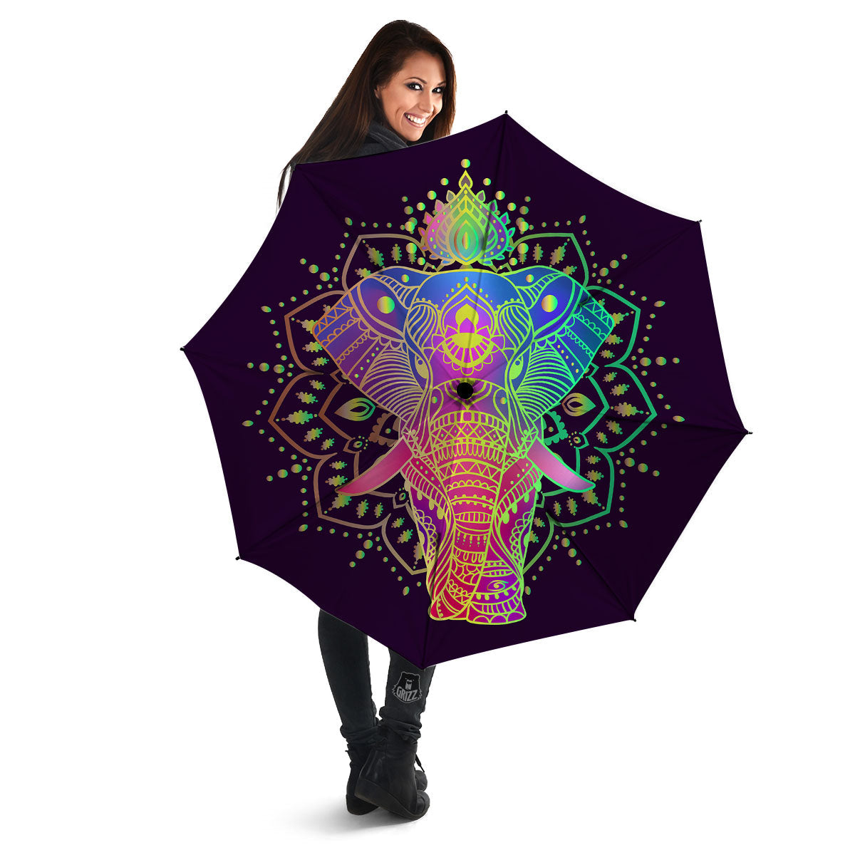 Hippie Elephant Indian Boho Print Umbrella-grizzshop