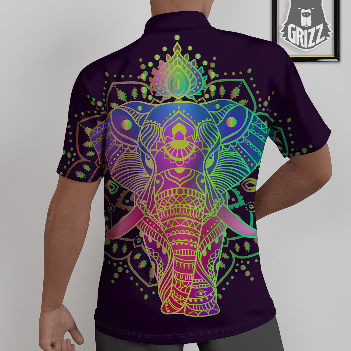 Hippie Elephant Indian Boho Print Untucked Shirts-grizzshop