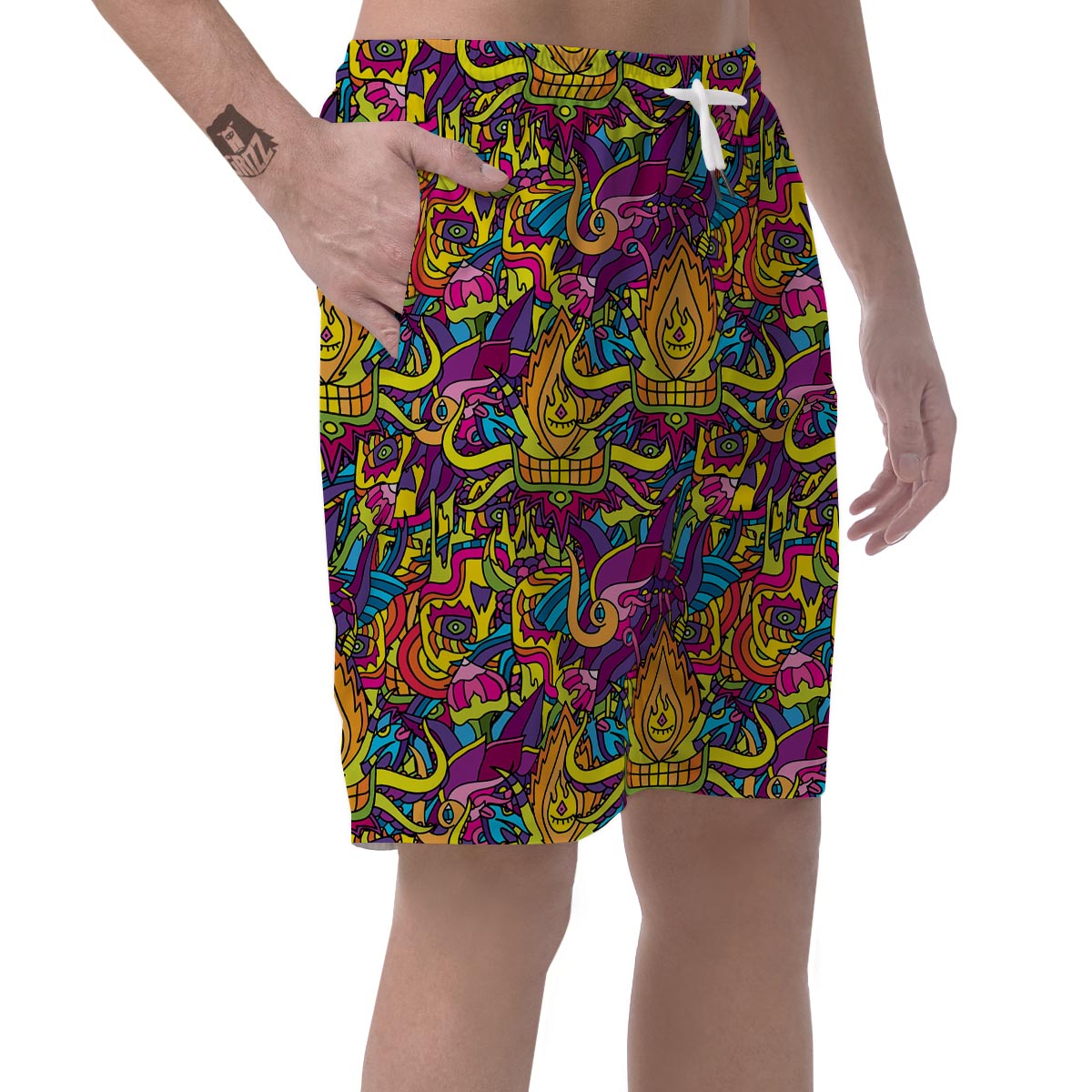 Hippie Flame Psychedelic Trippy Men's Shorts-grizzshop