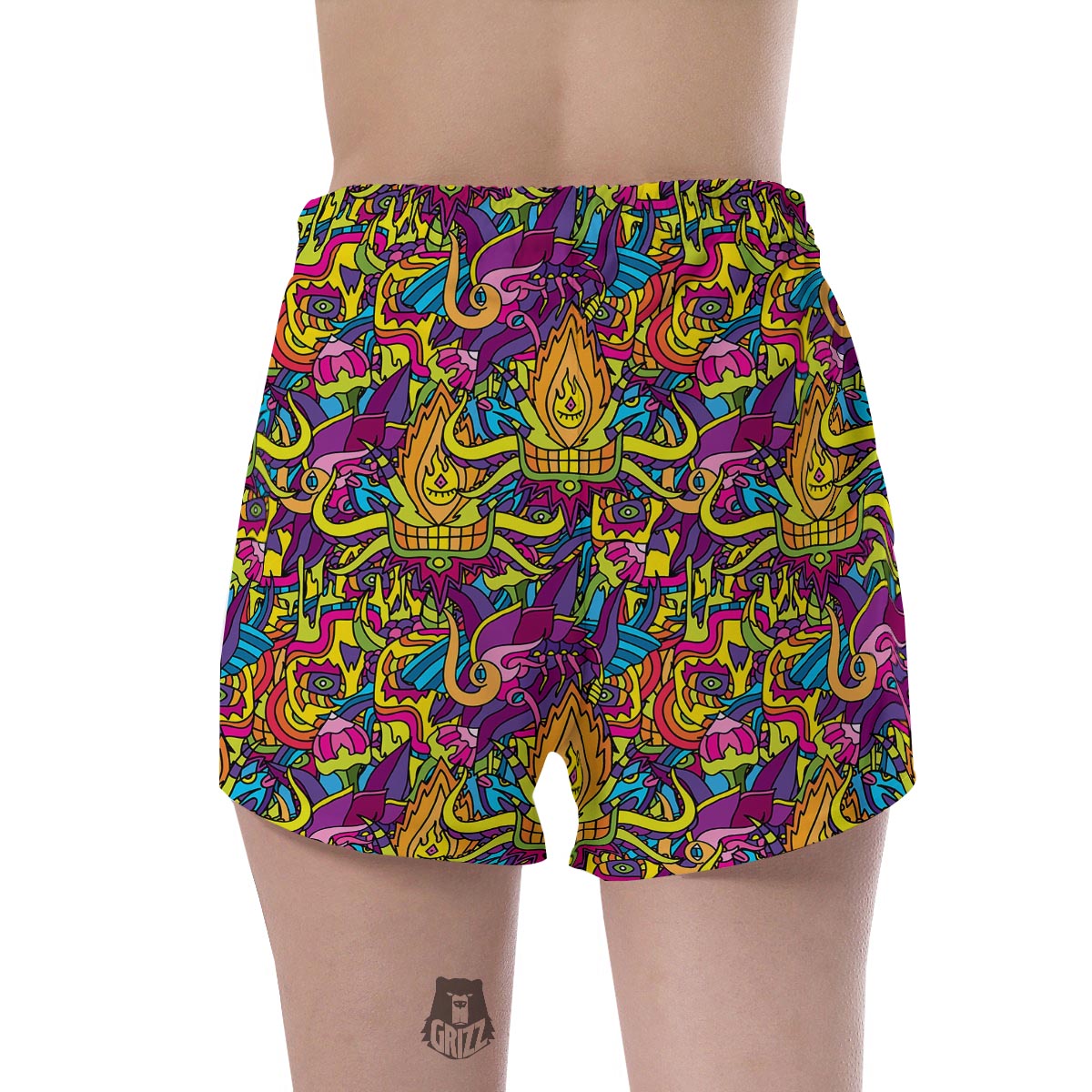 Hippie Flame Psychedelic Trippy Women's Shorts-grizzshop