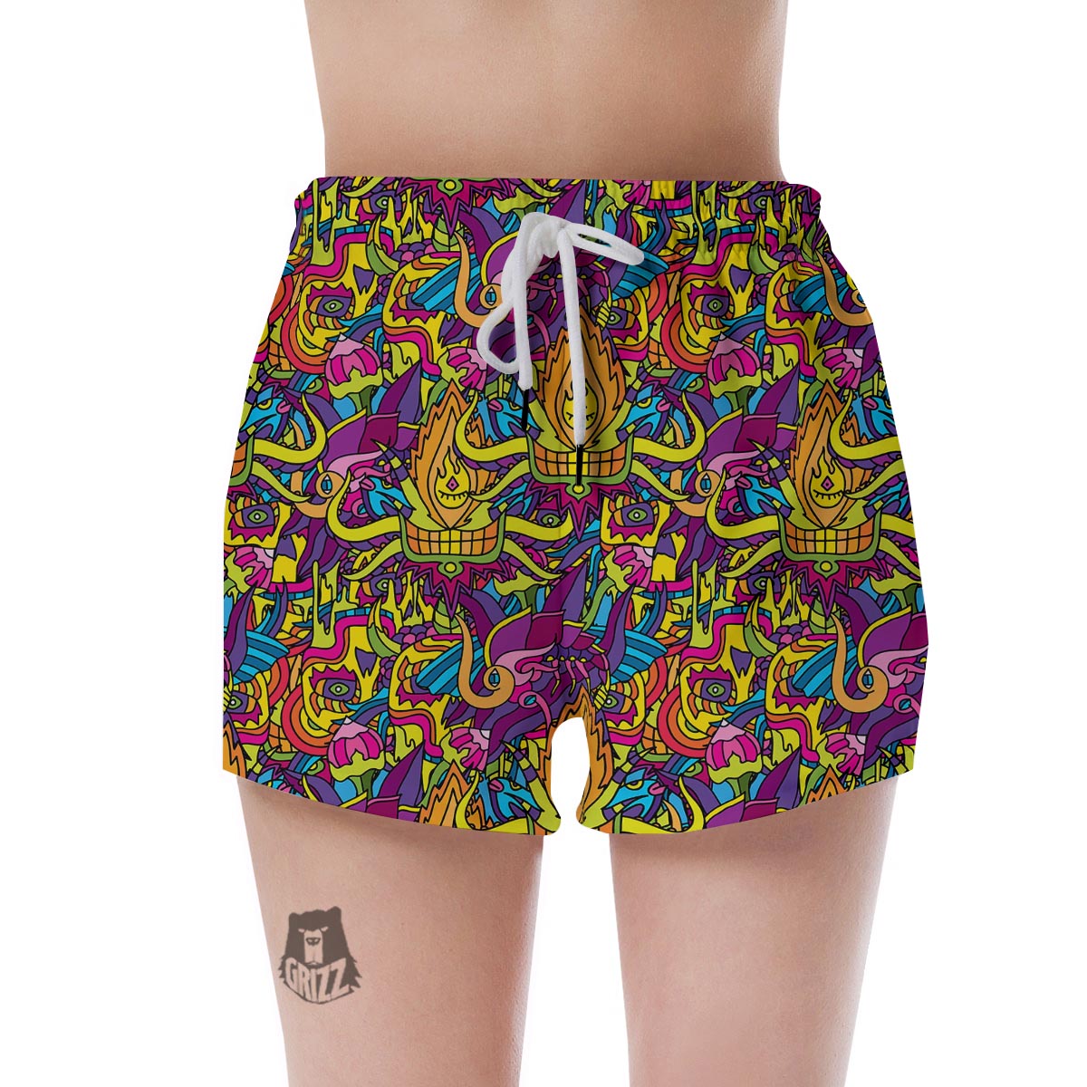 Hippie Flame Psychedelic Trippy Women's Shorts-grizzshop