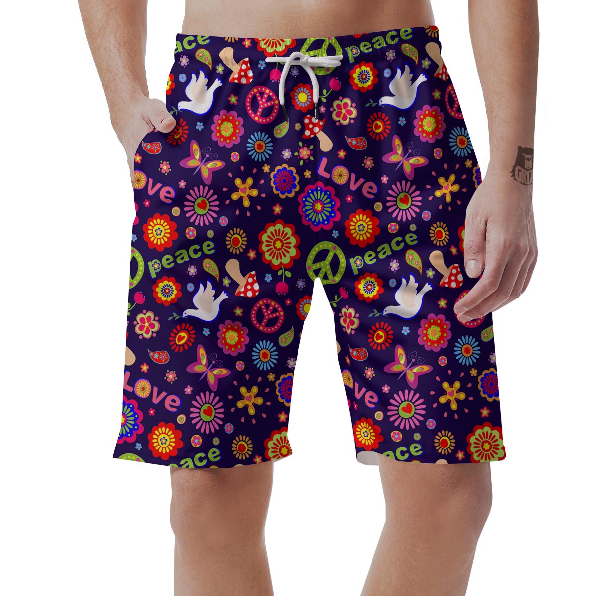 Hippie Floral Men's Shorts-grizzshop