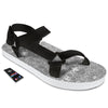 Hippie Graffiti Monochrome Print Pattern Black Open Toe Sandals-grizzshop