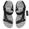 Hippie Graffiti Monochrome Print Pattern Black Open Toe Sandals-grizzshop