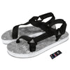 Hippie Graffiti Monochrome Print Pattern Black Open Toe Sandals-grizzshop