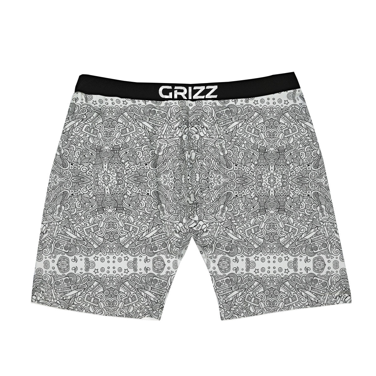 Hippie Graffiti Monochrome Print Pattern Boxer Briefs-grizzshop