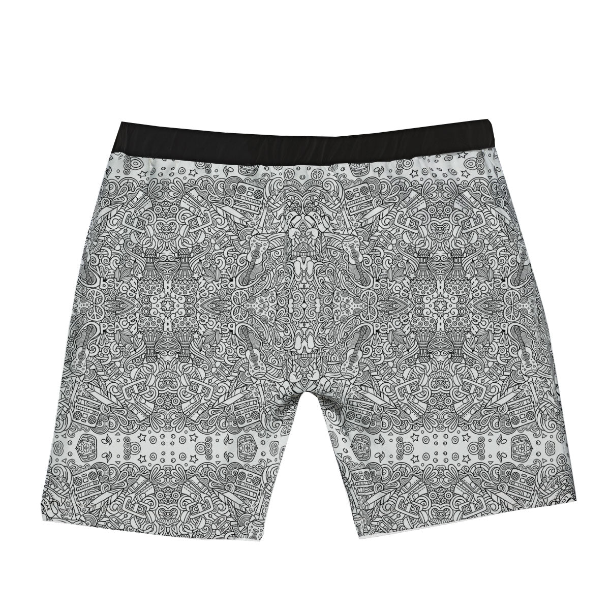 Hippie Graffiti Monochrome Print Pattern Boxer Briefs-grizzshop