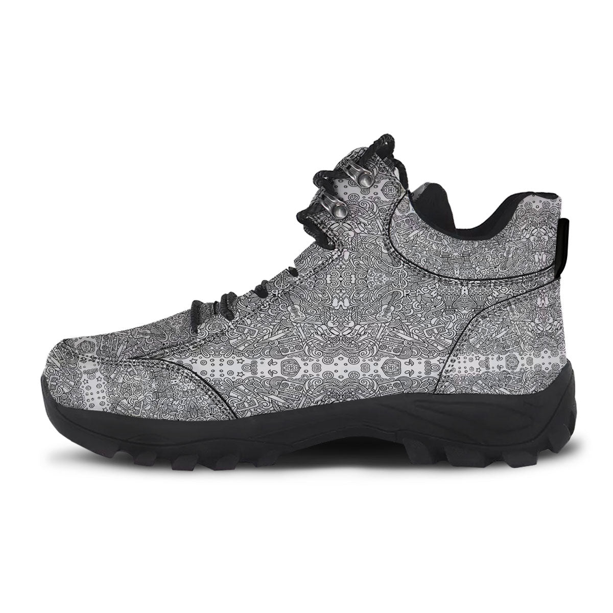 Hippie Graffiti Monochrome Print Pattern Hiking Shoes-grizzshop