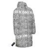 Hippie Graffiti Monochrome Print Pattern Long Down Jacket-grizzshop