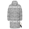 Hippie Graffiti Monochrome Print Pattern Long Down Jacket-grizzshop