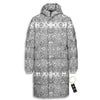 Hippie Graffiti Monochrome Print Pattern Long Down Jacket-grizzshop