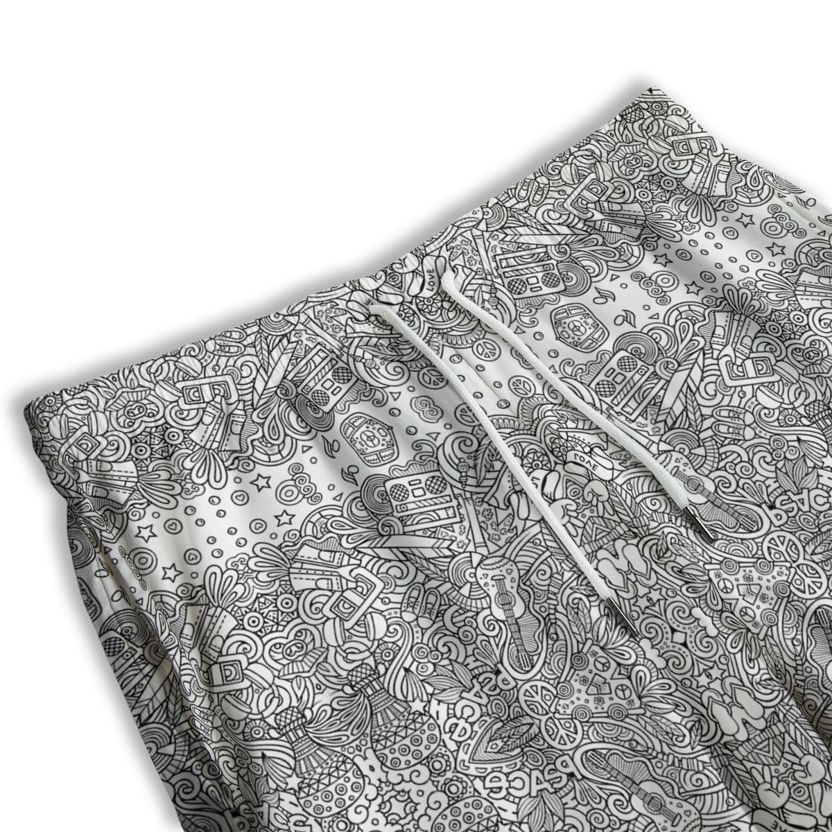 Hippie Graffiti Monochrome Print Pattern Men's Athletic Shorts