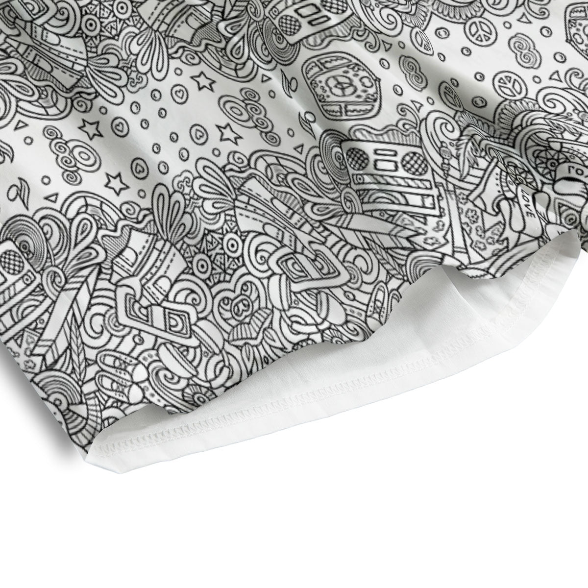Hippie Graffiti Monochrome Print Pattern Men's Athletic Shorts