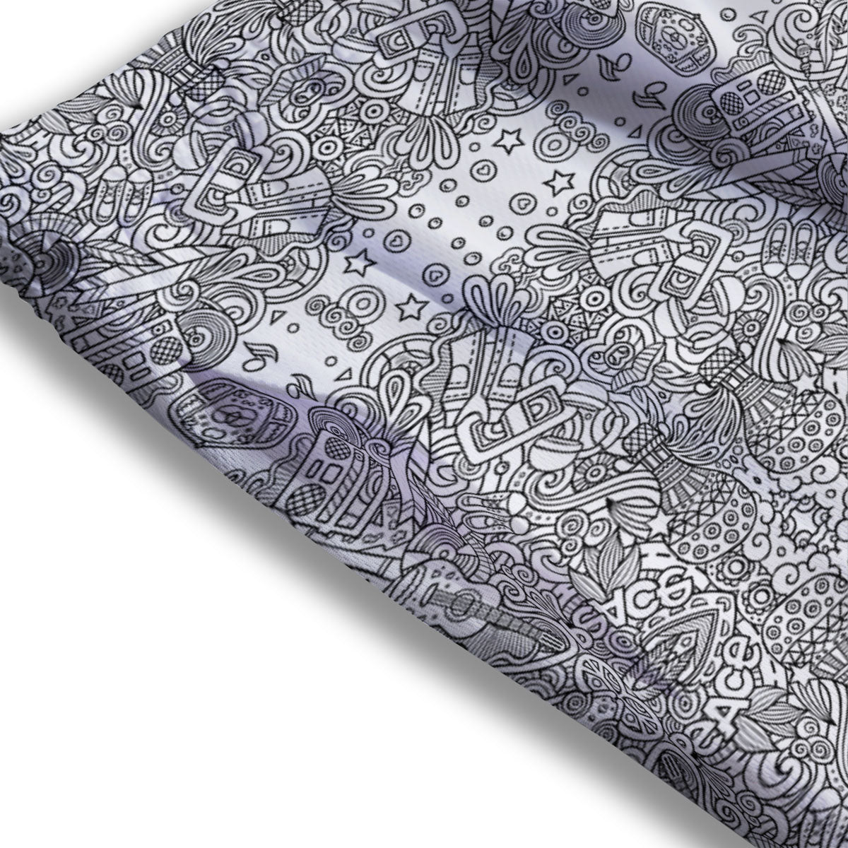 Hippie Graffiti Monochrome Print Pattern Mesh Shorts
