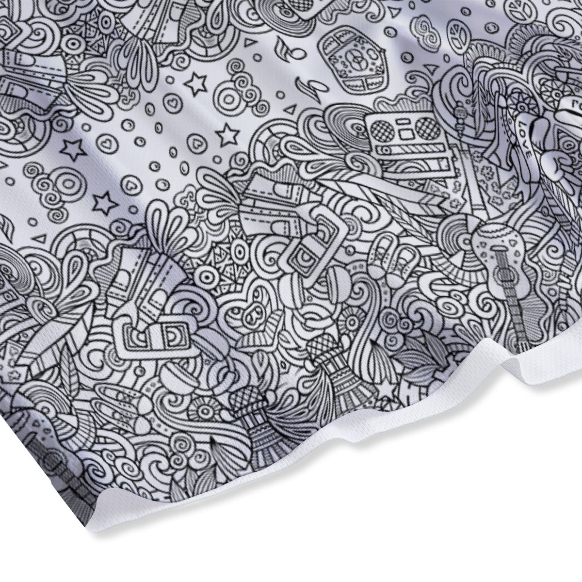 Hippie Graffiti Monochrome Print Pattern Mesh Shorts