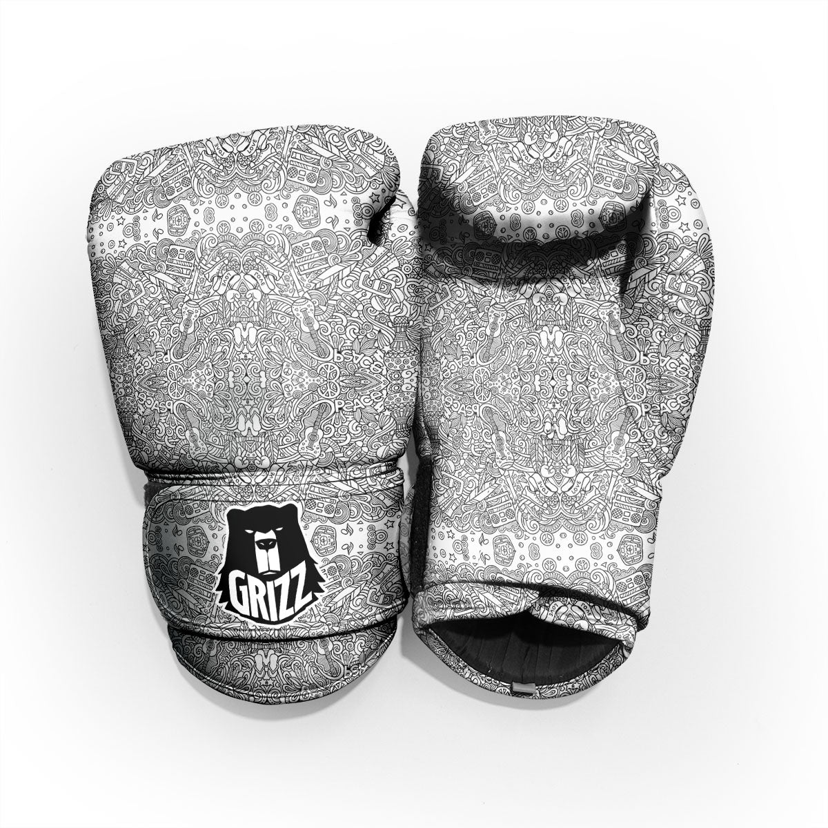 Hippie Graffiti Monochrome Print Pattern Pro Boxing Glove