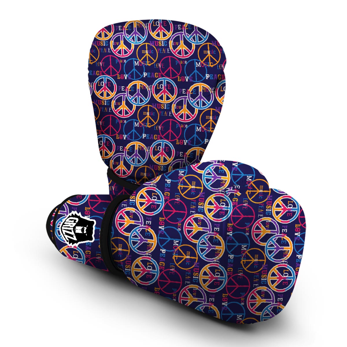 Hippie Music Van Peace Sign Pattern Print Boxing Gloves-grizzshop