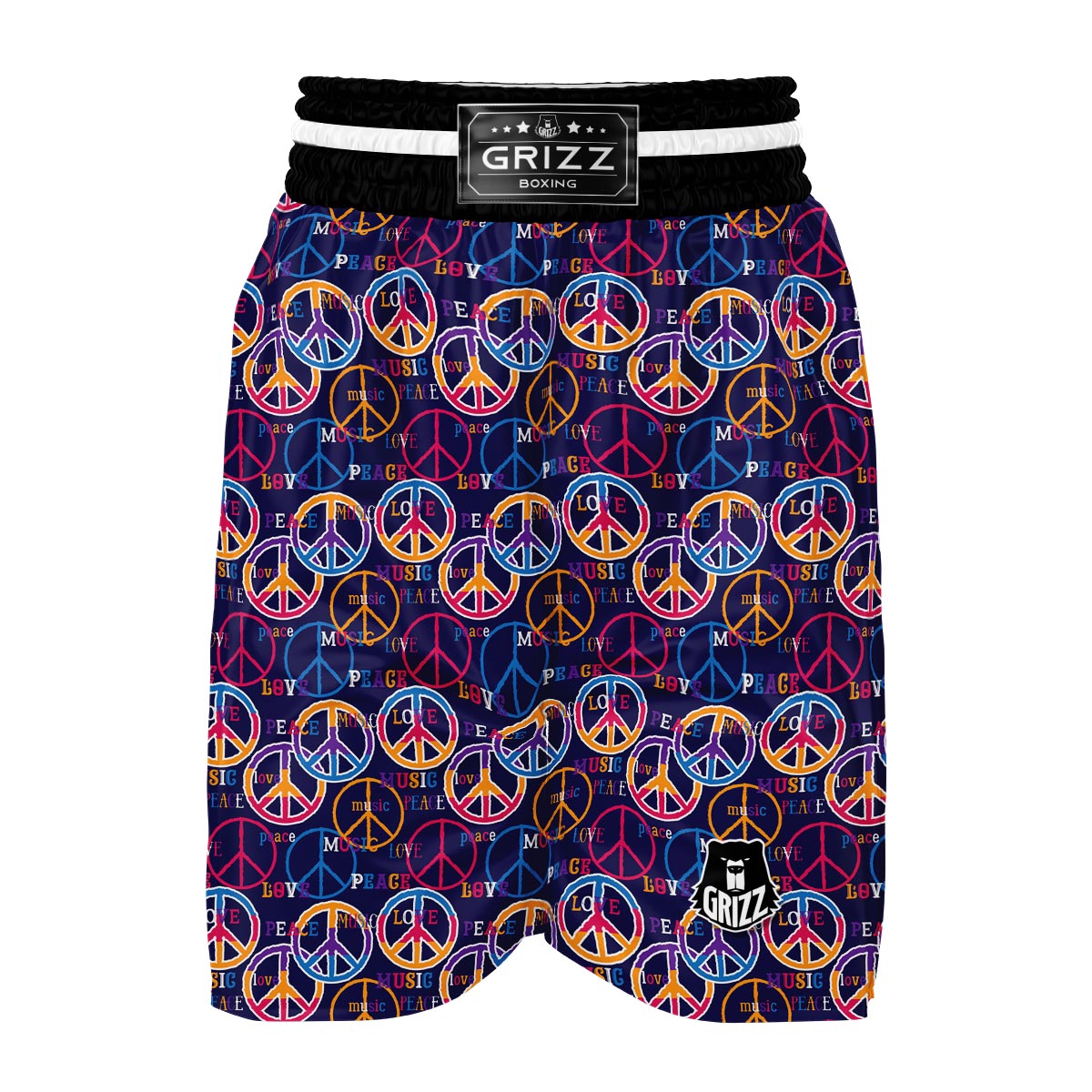Hippie Music Van Peace Sign Pattern Print Boxing Shorts-grizzshop