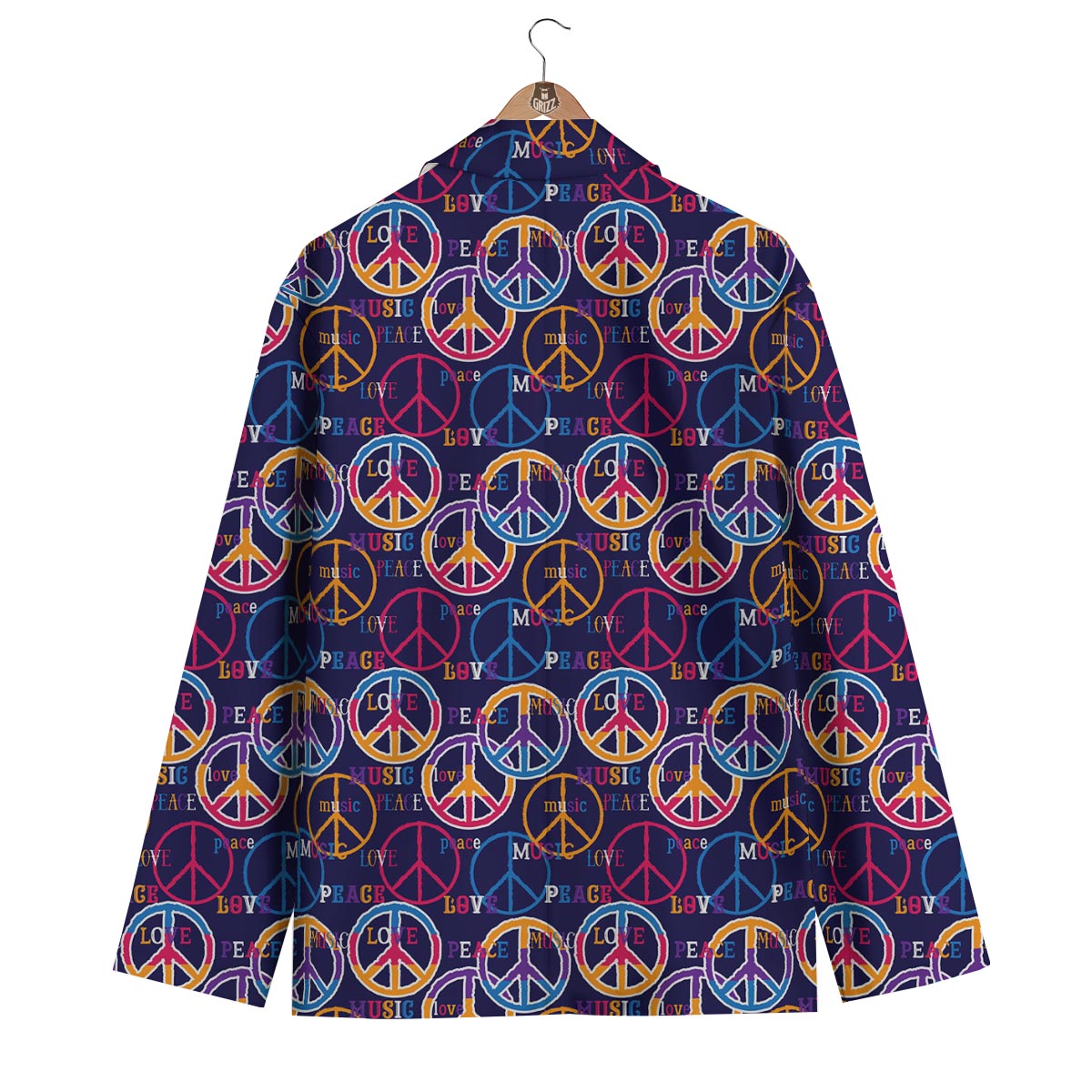 Hippie Music Van Peace Sign Pattern Print Men's Blazer-grizzshop