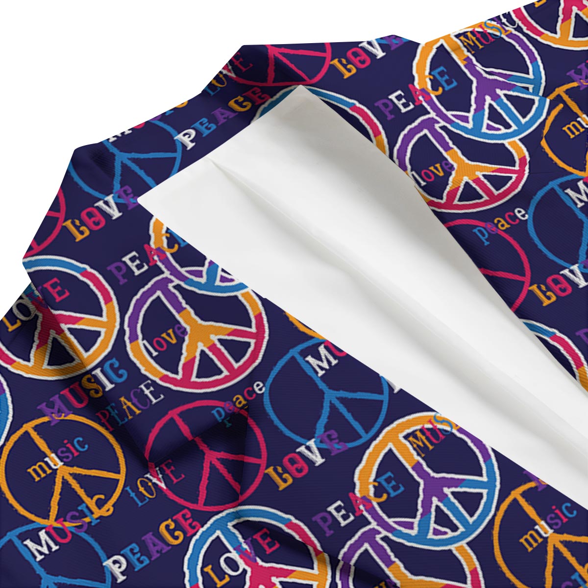 Hippie Music Van Peace Sign Pattern Print Men's Blazer-grizzshop