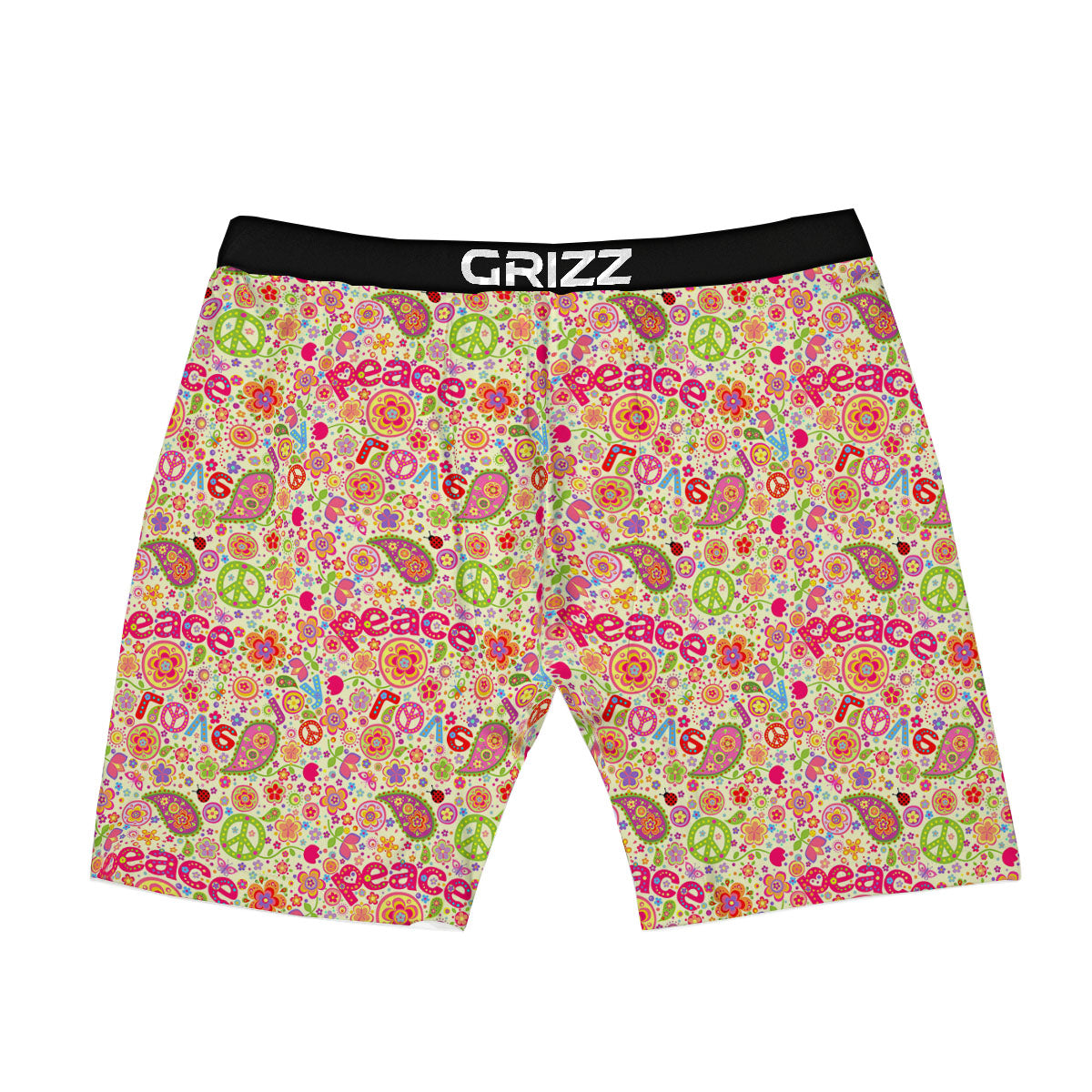 Hippie Peace Groovy Print Pattern Boxer Briefs-grizzshop