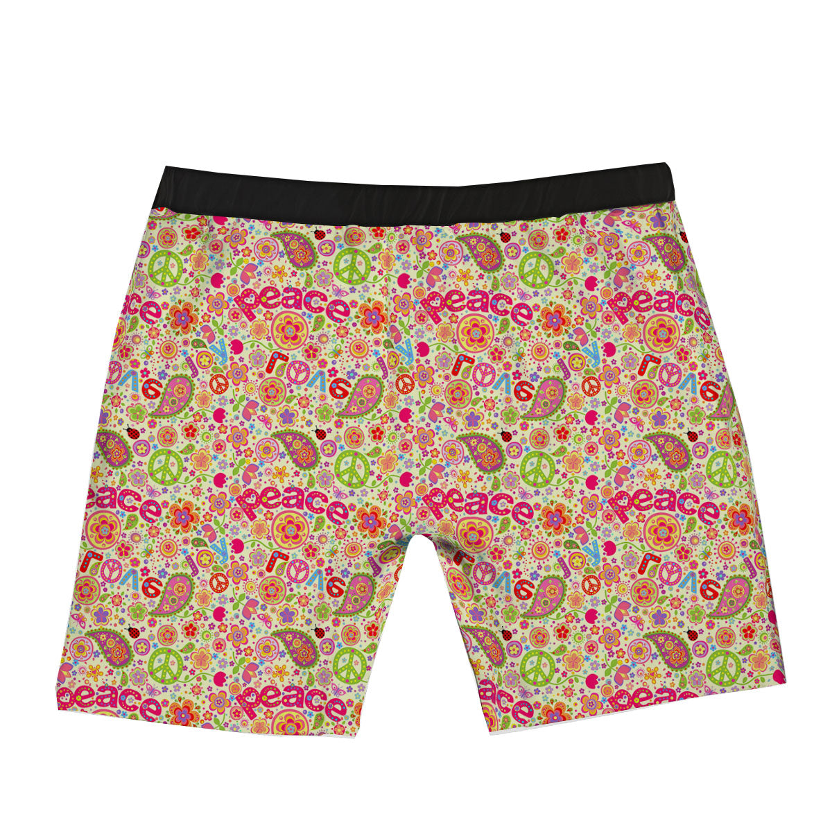 Hippie Peace Groovy Print Pattern Boxer Briefs-grizzshop