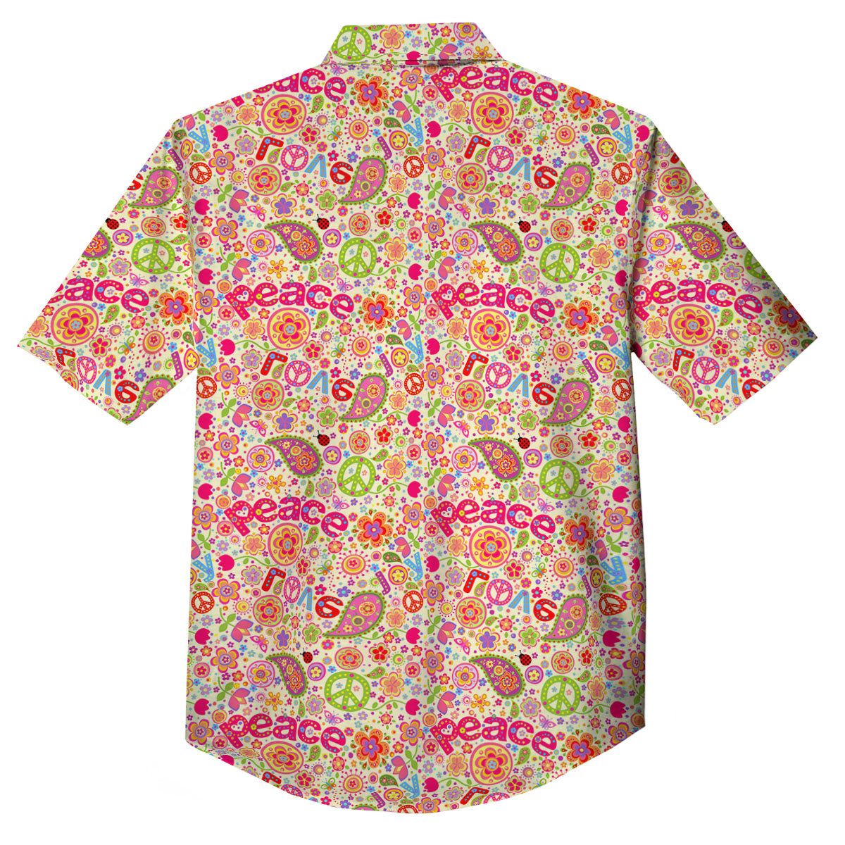Hippie Peace Groovy Print Pattern Button Up Shirt-grizzshop