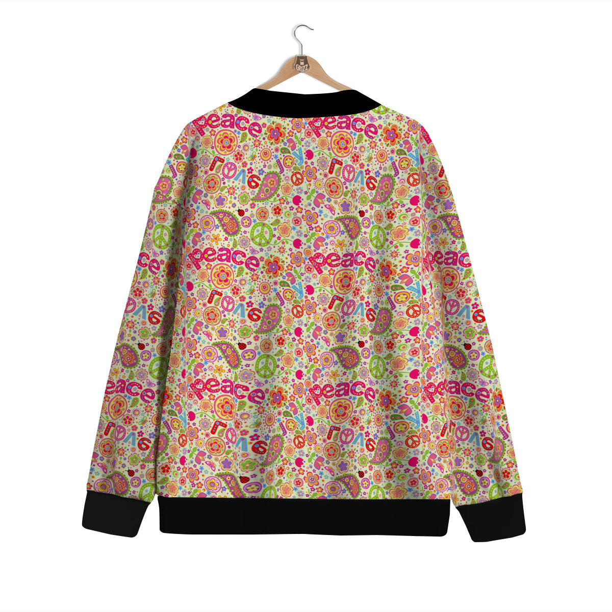 Hippie Peace Groovy Print Pattern Cardigan-grizzshop