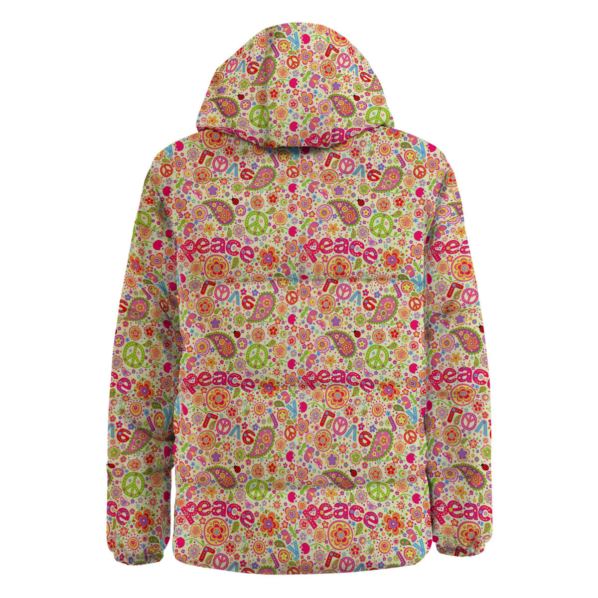 Hippie Peace Groovy Print Pattern Down Jacket-grizzshop