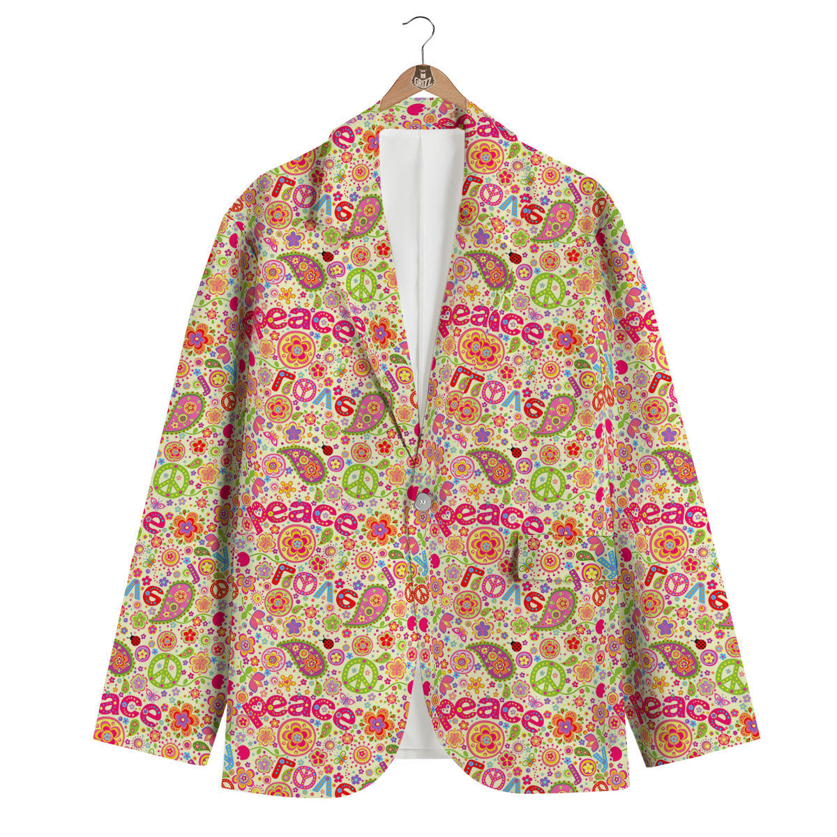 Hippie Peace Groovy Print Pattern Men's Blazer-grizzshop