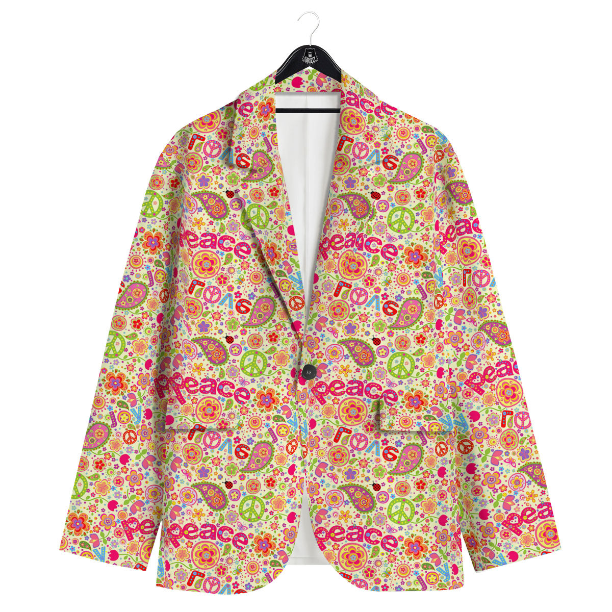 Hippie Peace Groovy Print Pattern Men's Sport Coat-grizzshop