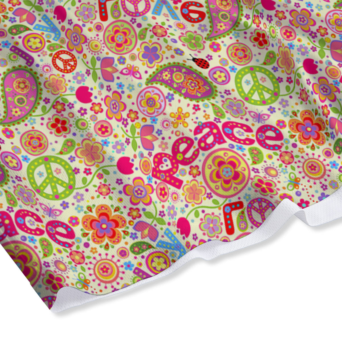 Hippie Peace Groovy Print Pattern Mesh Shorts