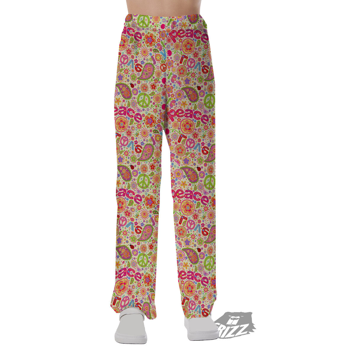 Hippie Peace Groovy Print Pattern Pajama Pants-grizzshop