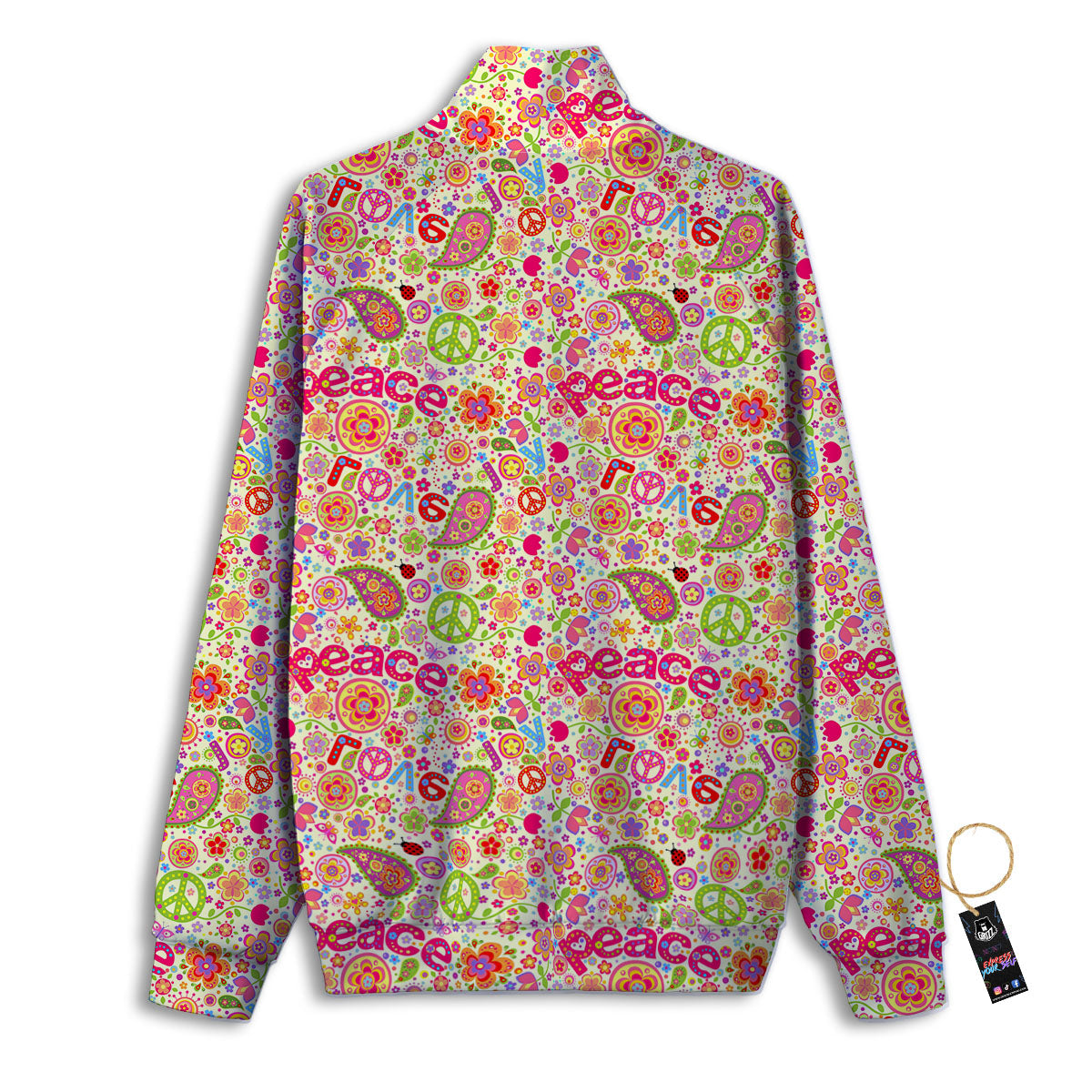 Hippie Peace Groovy Print Pattern Track Jacket-grizzshop