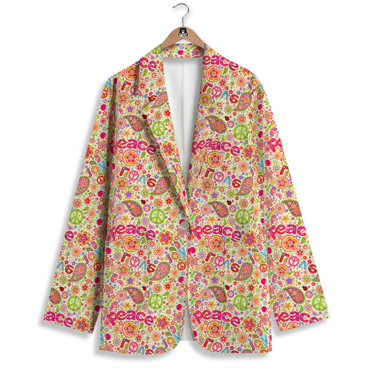 Hippie Peace Groovy Print Pattern Women's Blazer-grizzshop