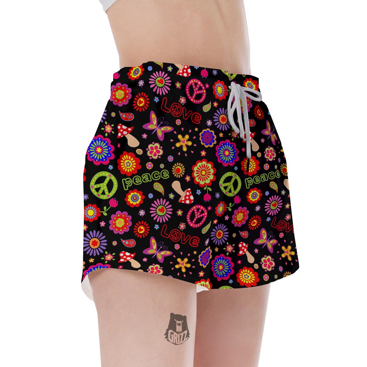 Hippie Peace Print Women's Shorts-grizzshop