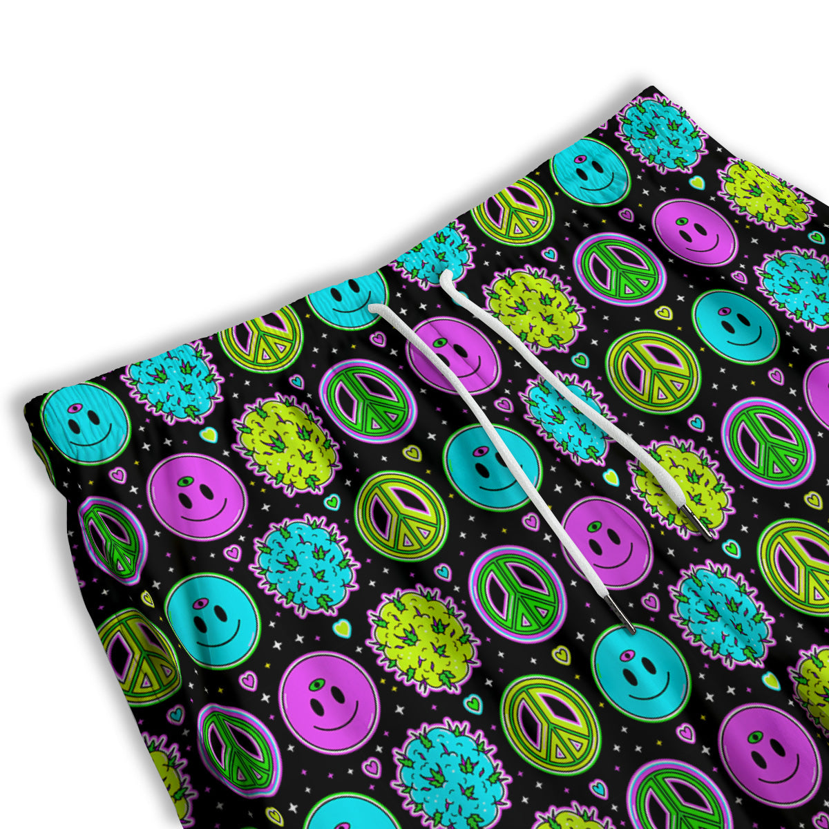 Hippie Peace Symbol And Weed Print Pattern Men's Athletic Shorts