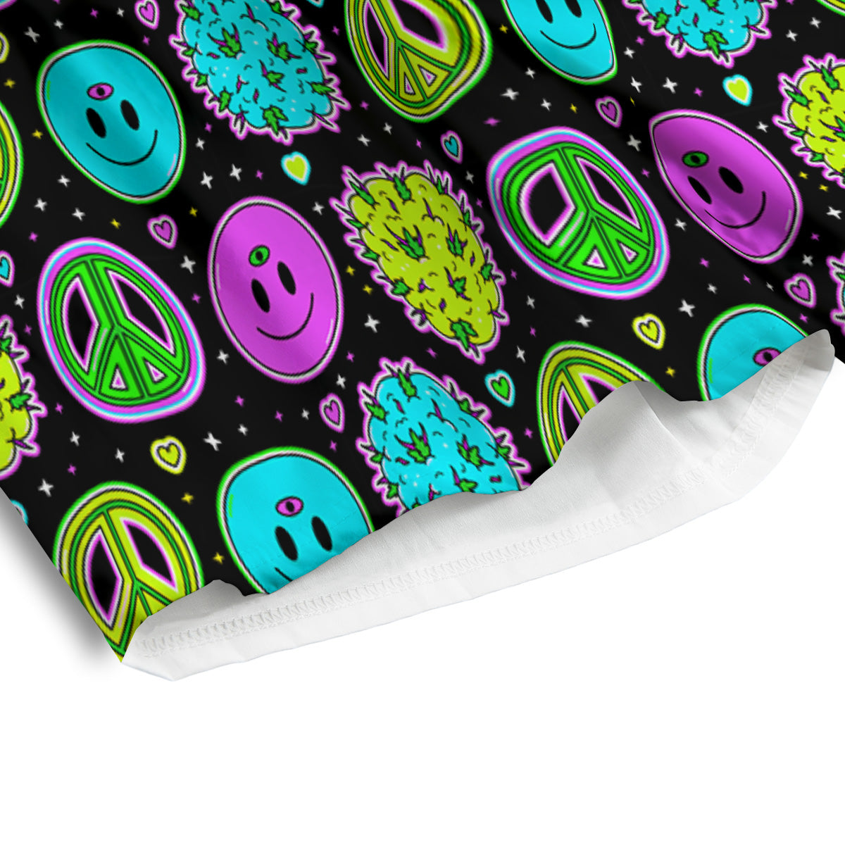 Hippie Peace Symbol And Weed Print Pattern Men's Athletic Shorts