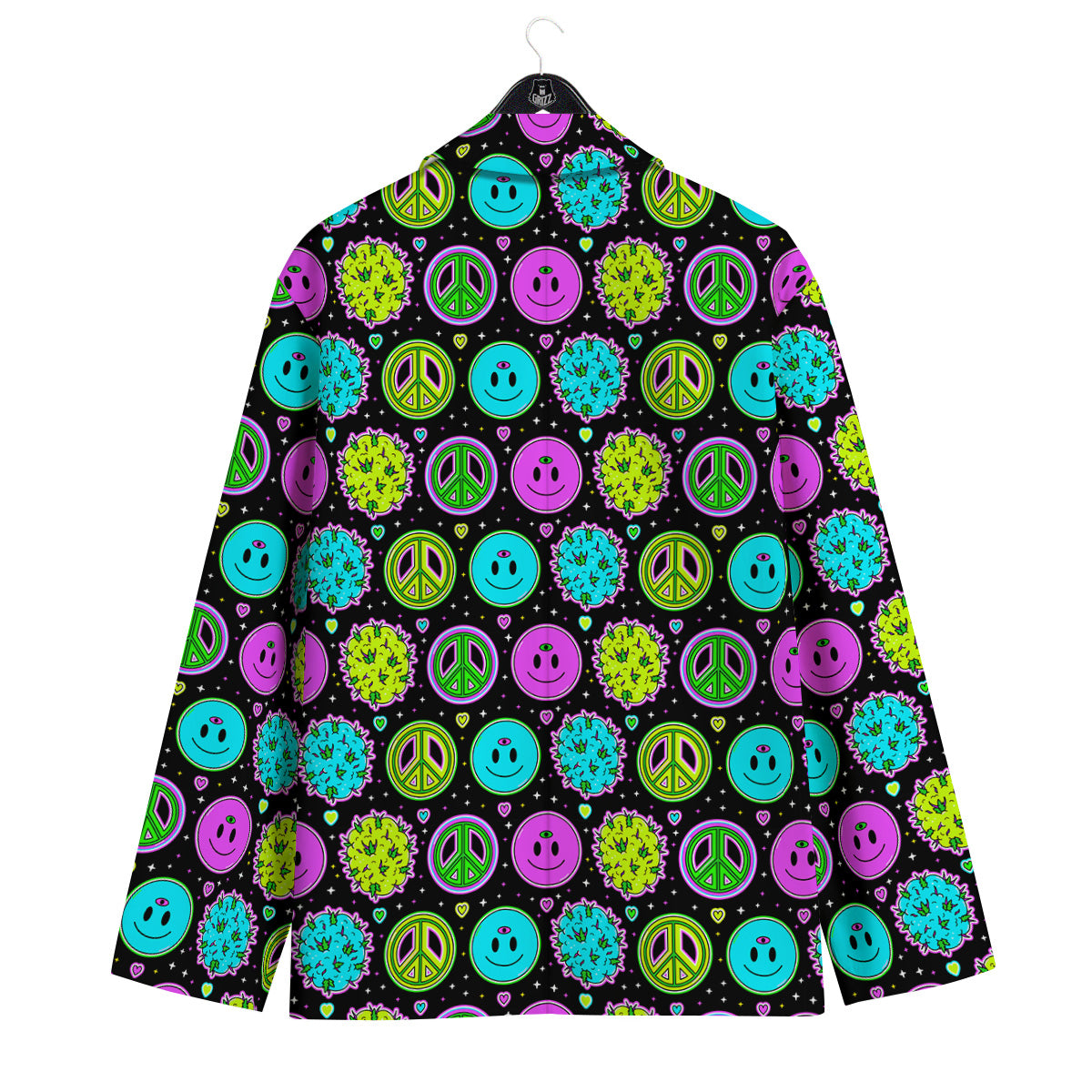 Hippie Peace Symbol And Weed Print Pattern Men's Sport Coat-grizzshop
